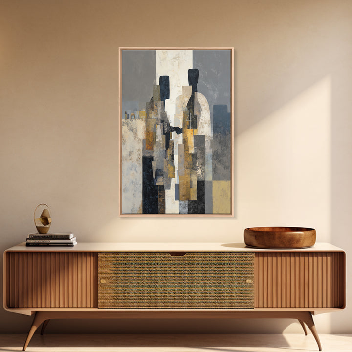 Diplomatic Handshake Silhouette Framed Canvas Print, Law Office Art, Room Decor, Office Decor, Abstract Art, Counsel, LOA-2x3-75