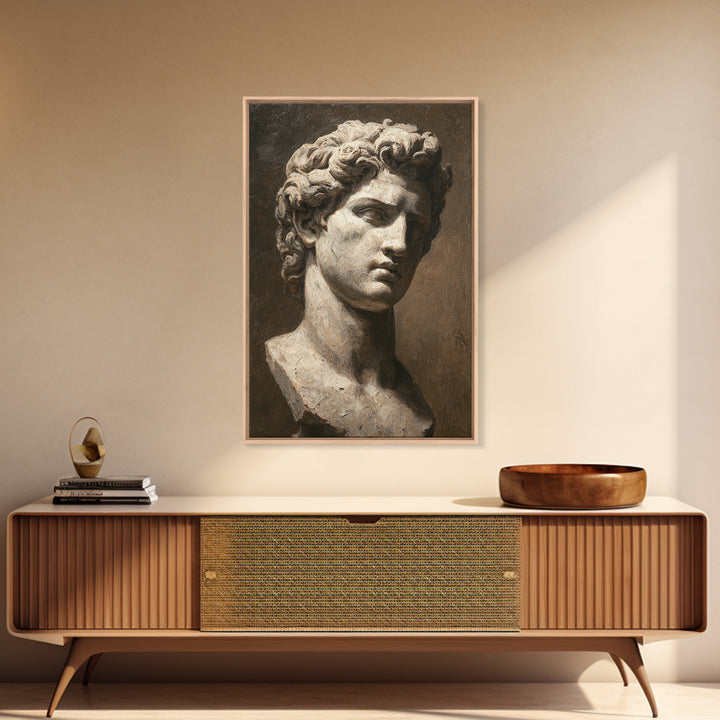 Classical Statue Bust Framed Canvas Print, Law Office Art, Metal Wall Decor, Office Decor, Oil Painting, Counsel, LOA-2x3-8