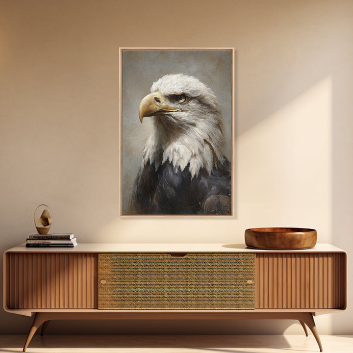 Eagle Portrait with Solemn Presence Canvas Print, Law Office Art, Wall Art, Office Decor, Fine Art, Counsel, Office Wall Decor, LOA-2x3-86