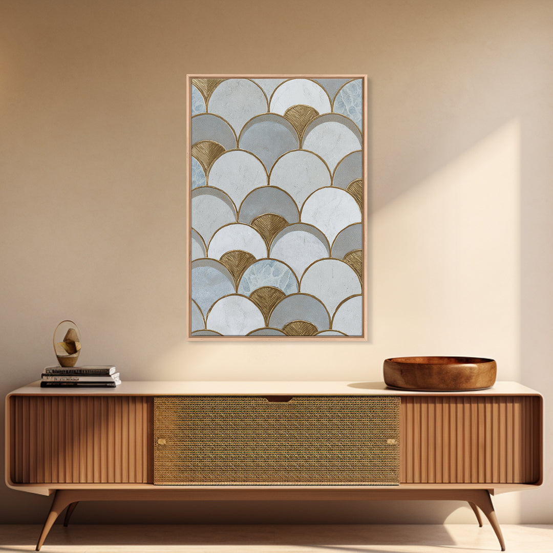 Minimal Line Drawing of Scales and Laurel Framed Canvas Print, Law Office Art, Wall Decor, Office Decor, Fine Art, Counsel, LOA-2x3-90