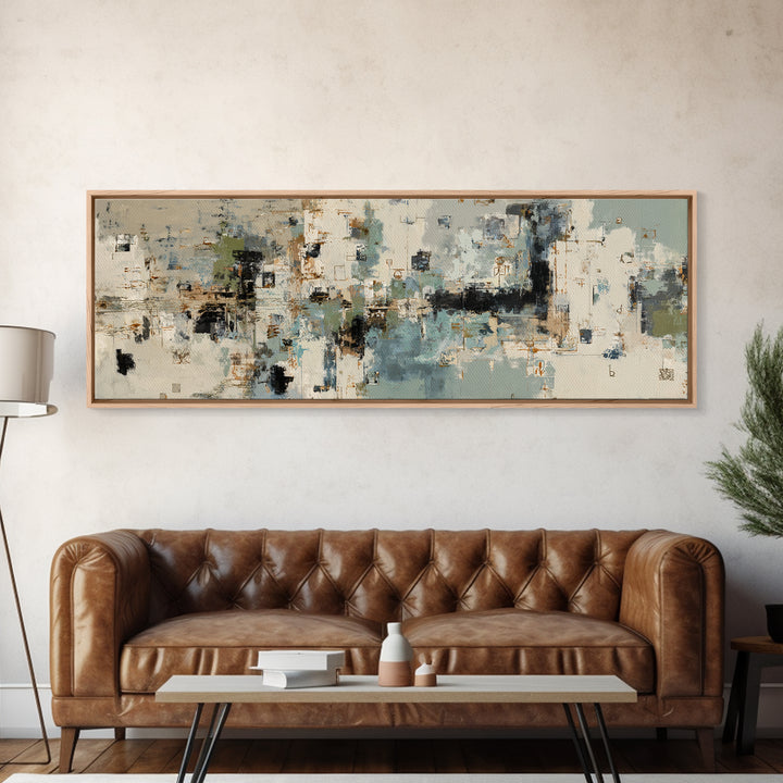 Deep Green and Walnut Toned Abstract Canvas Print, Law Office Art, Digital Prints, Office Decor, Counsel, Gifts for Lawyers, LOA-3x1-13