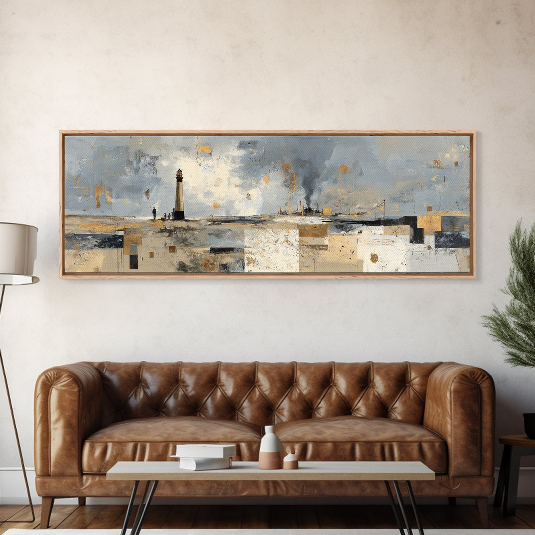 Stormy Landscape with Lighthouse as Guidance Metaphor Canvas Print, Law Office Art, Modern Decor, Office Decor, Counsel, LOA-3x1-27