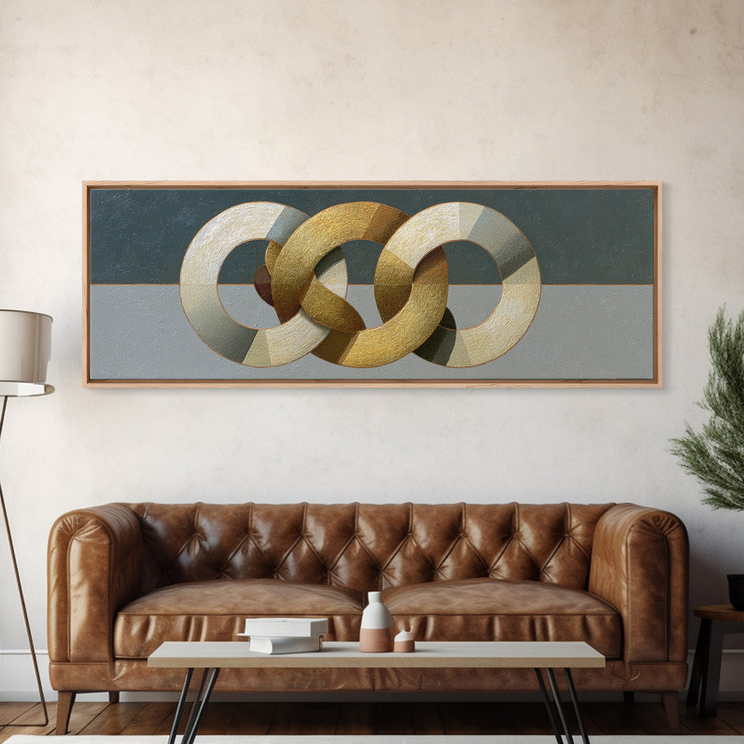 Gold Thread Knot Symbolizing Resolution Canvas Print, Law Office Art, Painting, Office Decor, Abstract Art, Counsel, Floral Art, LOA-3x1-34