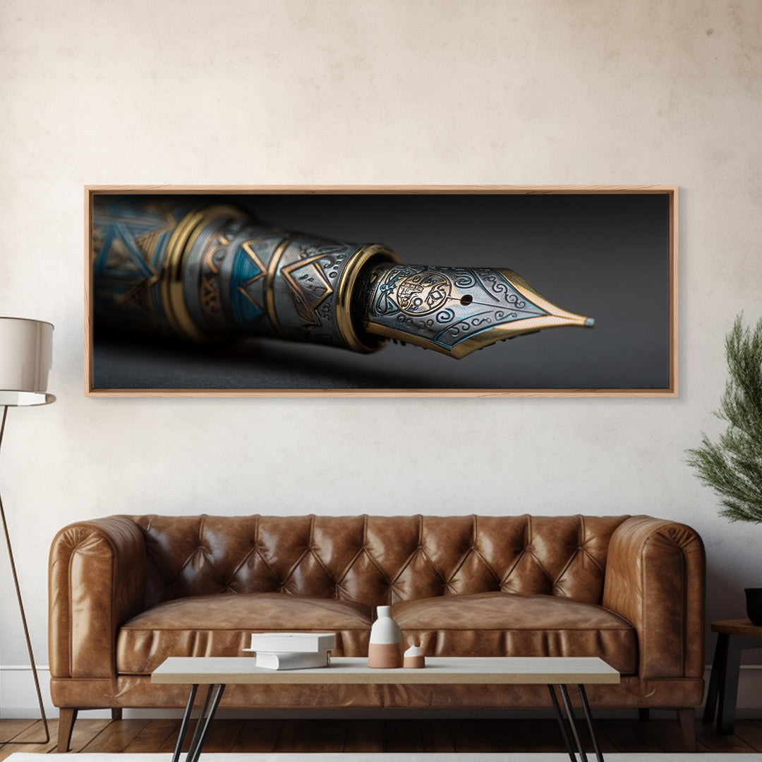 Fountain Pen Nib Closeup Canvas Print, Law Office Art, Home Decor, Office Decor, Fine Art, Counsel, Minimalist Decor, LOA-3x1-39