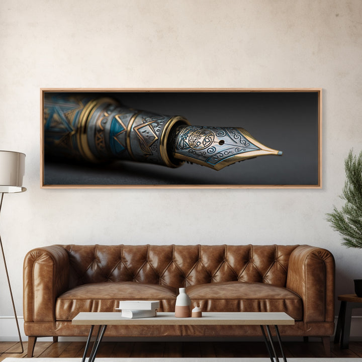 Fountain Pen Nib Closeup Canvas Print, Law Office Art, Home Decor, Office Decor, Fine Art, Counsel, Minimalist Decor, LOA-3x1-39