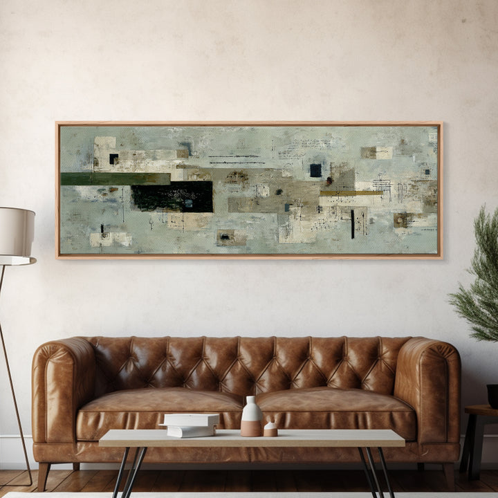 Deep Green and Walnut Toned Abstract Canvas Print, Law Office Art, Bookish Wall Art, Office Decor, Abstract Art, Counsel, LOA-3x1-61