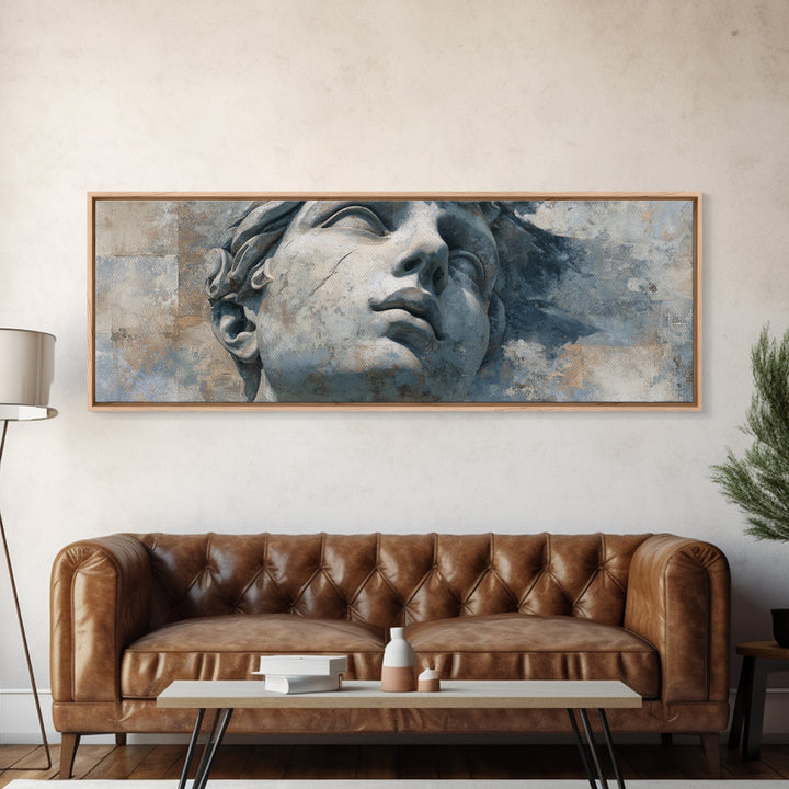 Classical Statue Bust Canvas Print, Law Office Art, Textured Painting, Office Decor, Oil Painting, Counsel, Office Wall Art, LOA-3x1-88
