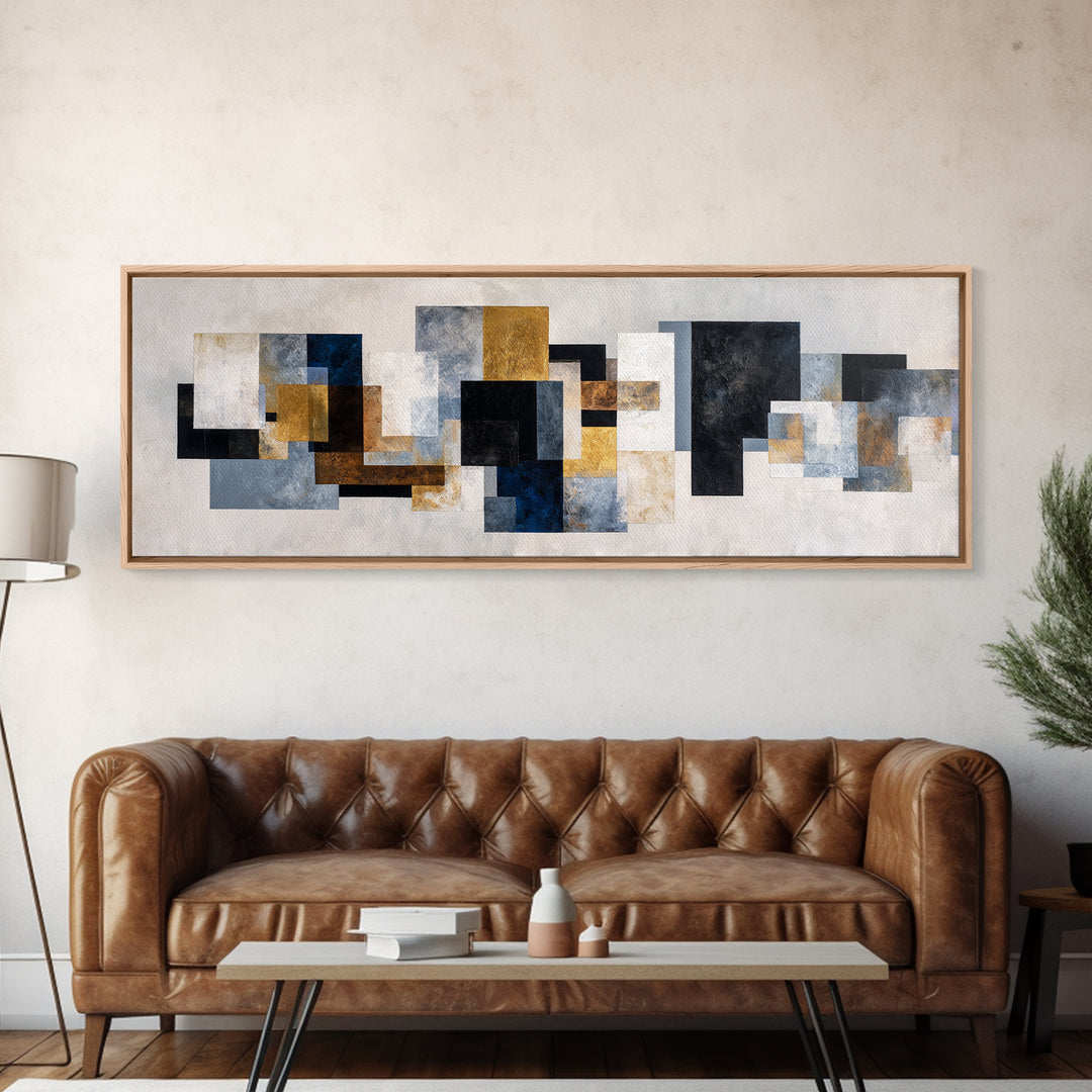 Abstract Navy and Gold Composition for Authority Canvas Print, Law Office Art, Decor, Office Decor, Fine Art, Counsel, LOA-3x1-92