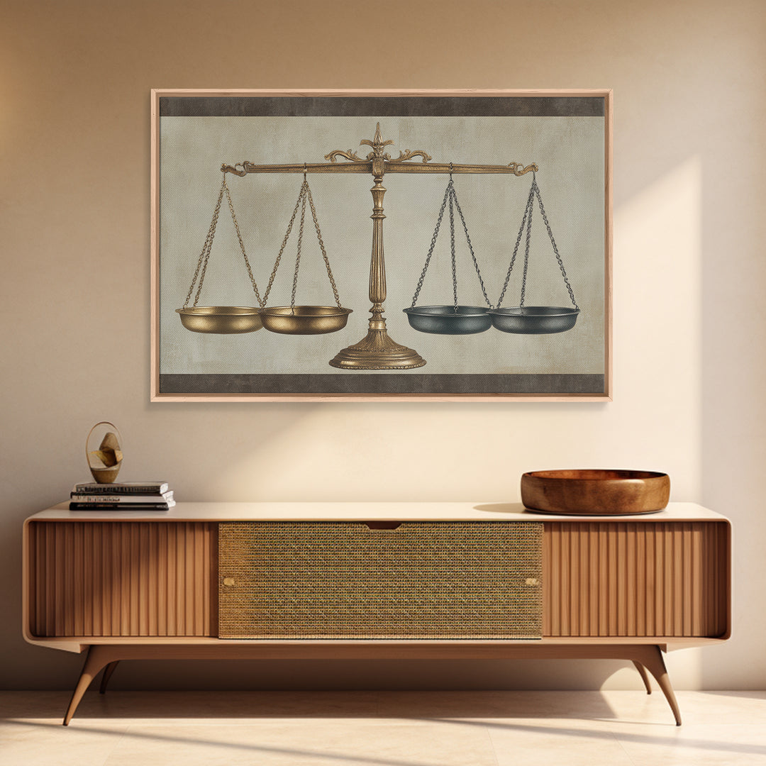 Classical Scales of Justice Canvas Print, Law Office Art, Modern Wall Decor, Office Decor, Fine Art, Counsel, Law School Gifts, LOA-3x2-53