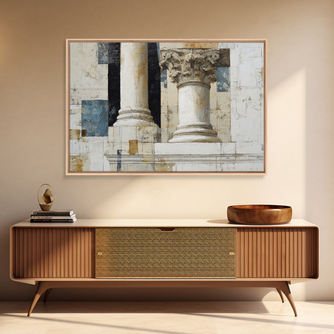 Marble Courthouse Column Study Without Building Scene Canvas Print, Law Office Art, Boho Decor, Office Decor, Counsel, LOA-3x2-55