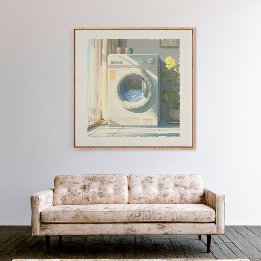Washing Machine Icon Graphic Without Text Canvas Print, Laundry Room Art, Custom Wall Art, Living Room Decor, Fine Art, Clean, LRA-1x1-10