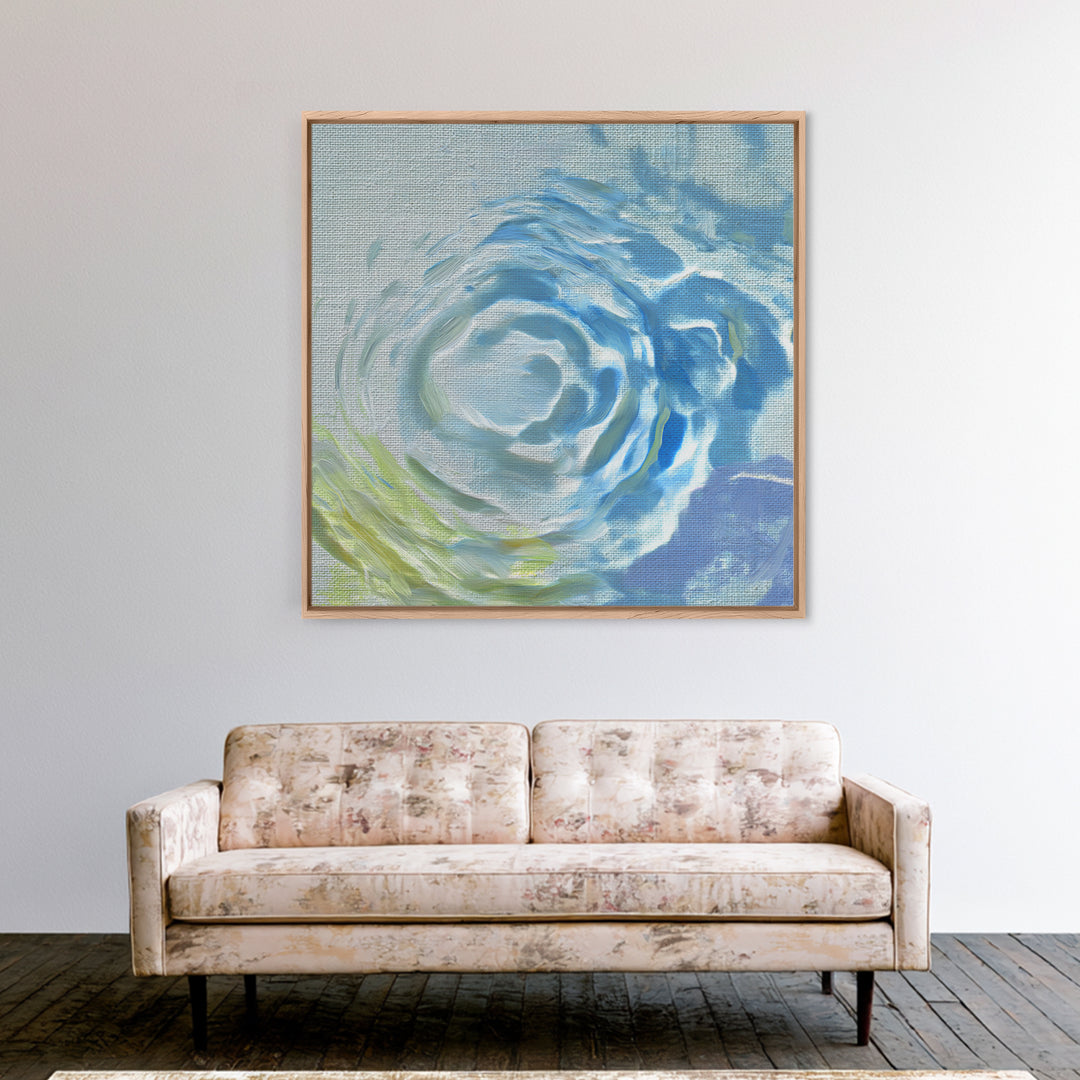 Clean Blue Water Ripple Abstraction Canvas Print, Laundry Room Art, Retro Wall Art, Living Room Decor, Abstract Art, Clean, LRA-1x1-18