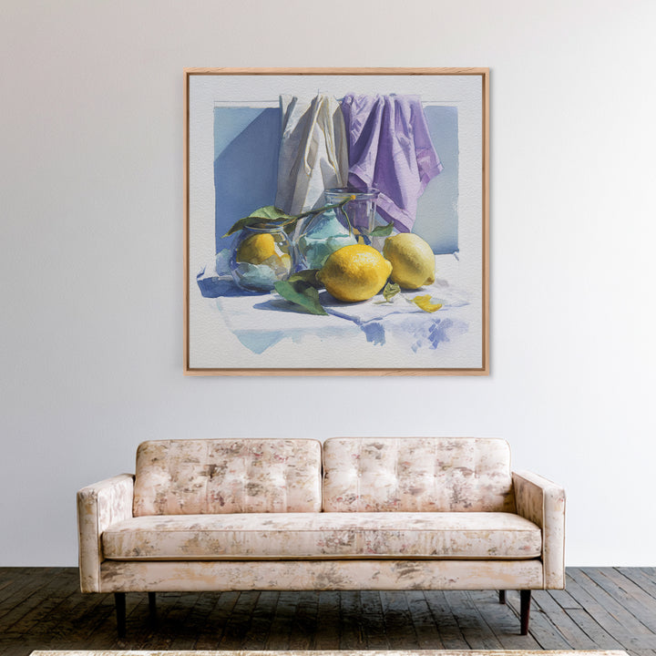 Lemon and Clean Linen Still Life Canvas Print, Laundry Room Art, Printable Art, Living Room Decor, Clean, Whimsical Art, LRA-1x1-3
