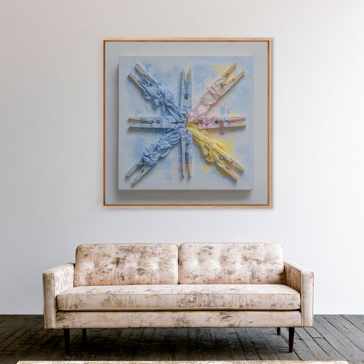 Clean Blue Water Ripple Abstraction Framed Canvas Print, Laundry Room Art, Whimsical Art, Living Room Decor, Fine Art, Clean, LRA-1x1-42