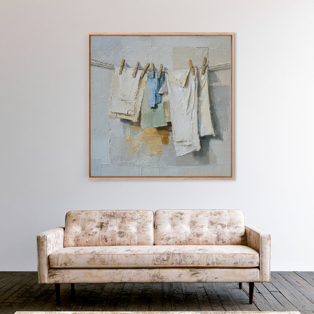 Linen Texture Abstract Canvas Print, Laundry Room Art, Custom Wall Art, Living Room Decor, Abstract Art, Clean, Modern Decor, LRA-1x1-60