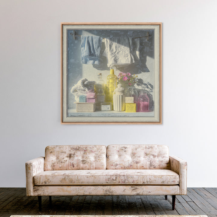 Farmhouse Laundry Sign Ornament Without Words Framed Canvas Print, Laundry Room Art, Gallery Decor, Living Room Decor, Clean, LRA-1x1-67