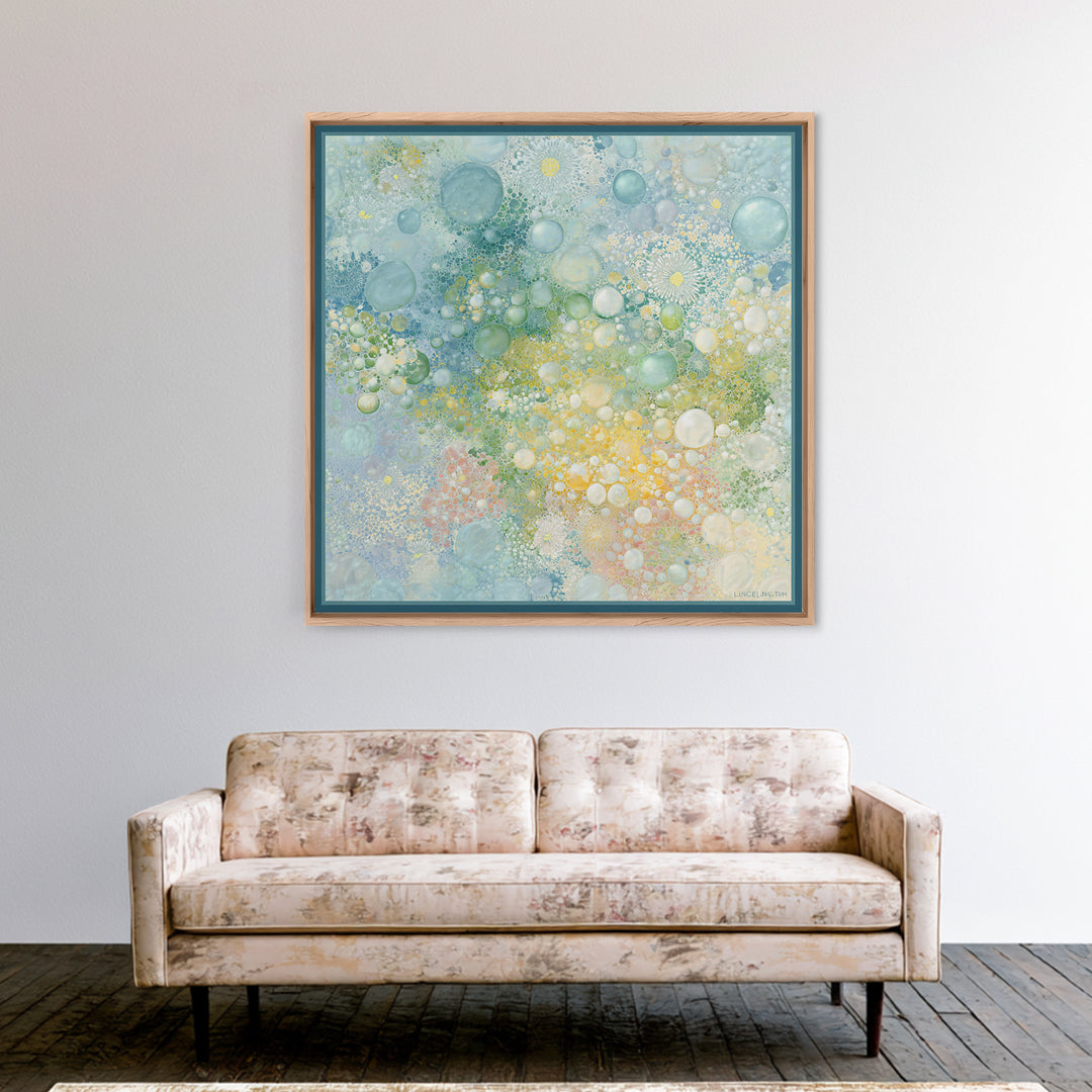 Abstract Suds and Bubbles Framed Canvas Print, Laundry Room Art, Downloadable Art, Living Room Decor, Fine Art, Clean, LRA-1x1-70