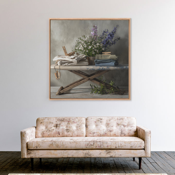Ironing Board Still Life Framed Canvas Print, Laundry Room Art, Gallery Wall Prints, Living Room Decor, Fine Art, Clean, LRA-1x1-72