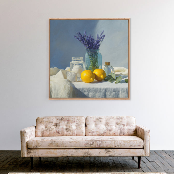Lemon and Clean Linen Still Life Canvas Print, Laundry Room Art, Modern Decor, Living Room Decor, Abstract Art, Clean, LRA-1x1-75