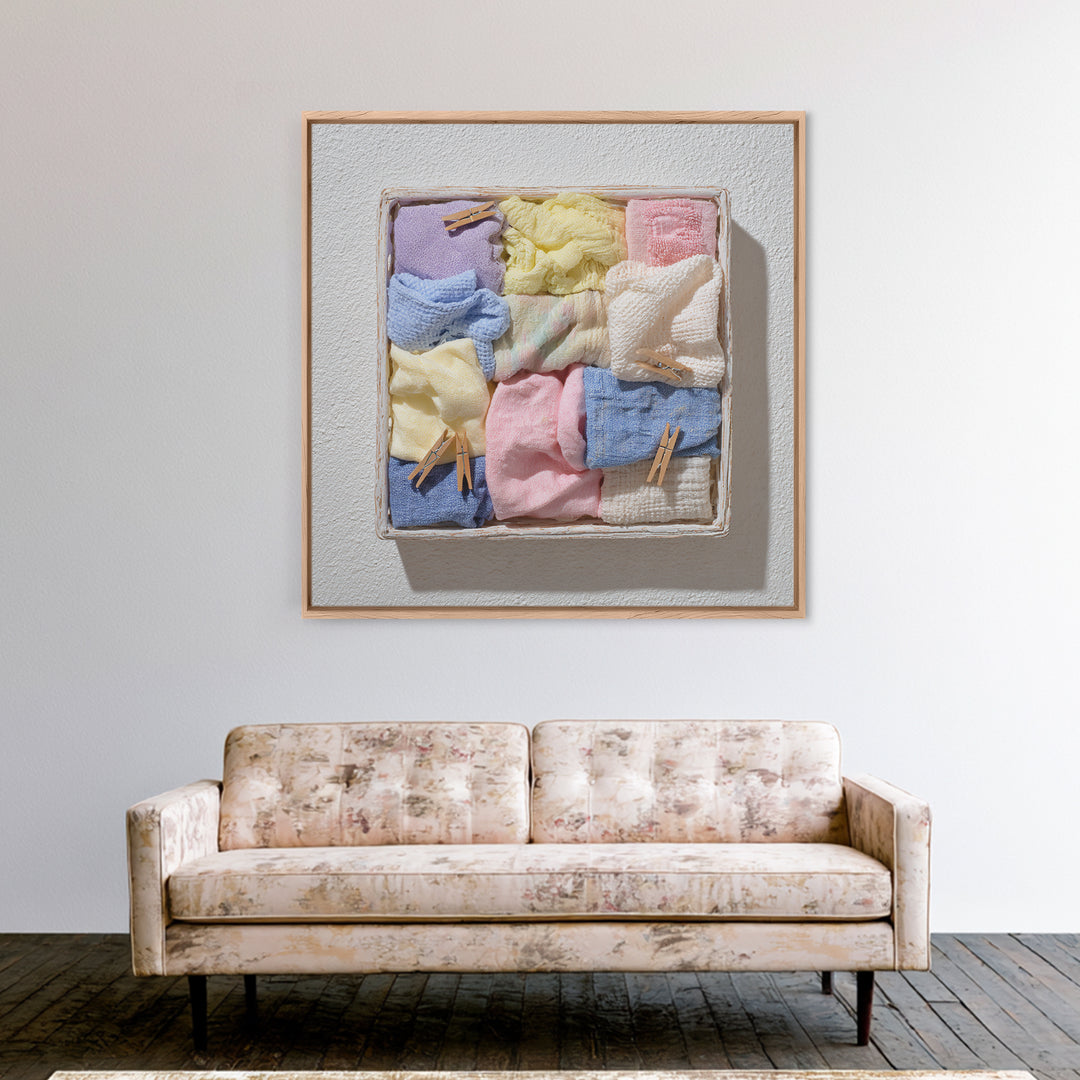 Basket of Folded Towels Canvas Print, Laundry Room Art, Modern Decor, Living Room Decor, Fine Art, Clean, Wall Decor, LRA-1x1-86