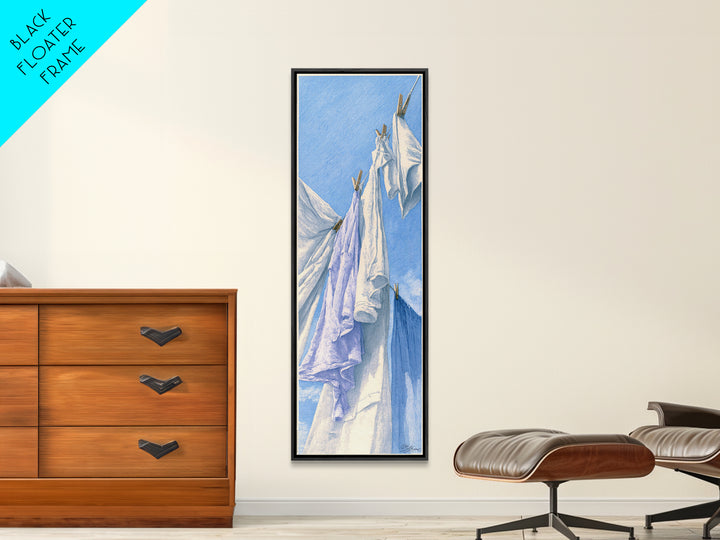 Simple Line Drawing of Hanging Laundry Canvas Print, Laundry Room Art, Laundry Room Decor, Living Room Decor, Fine Art, Clean, LRA-1x3-100