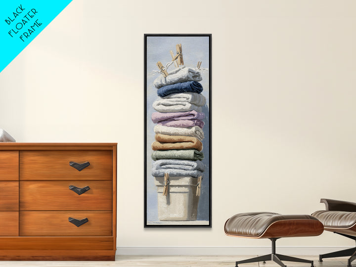 Basket of Folded Towels Canvas Print, Laundry Room Art, Downloadable Art, Living Room Decor, Fine Art, Clean, Boho Decor, LRA-1x3-26