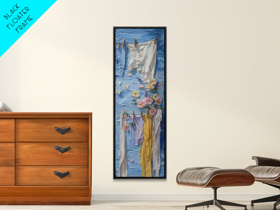 Clean Blue Water Ripple Abstraction Framed Canvas Print, Laundry Room Art, Living Room Decor, Abstract Art, Clean, LRA-1x3-30