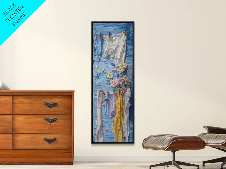Clean Blue Water Ripple Abstraction Framed Canvas Print, Laundry Room Art, Living Room Decor, Abstract Art, Clean, LRA-1x3-30