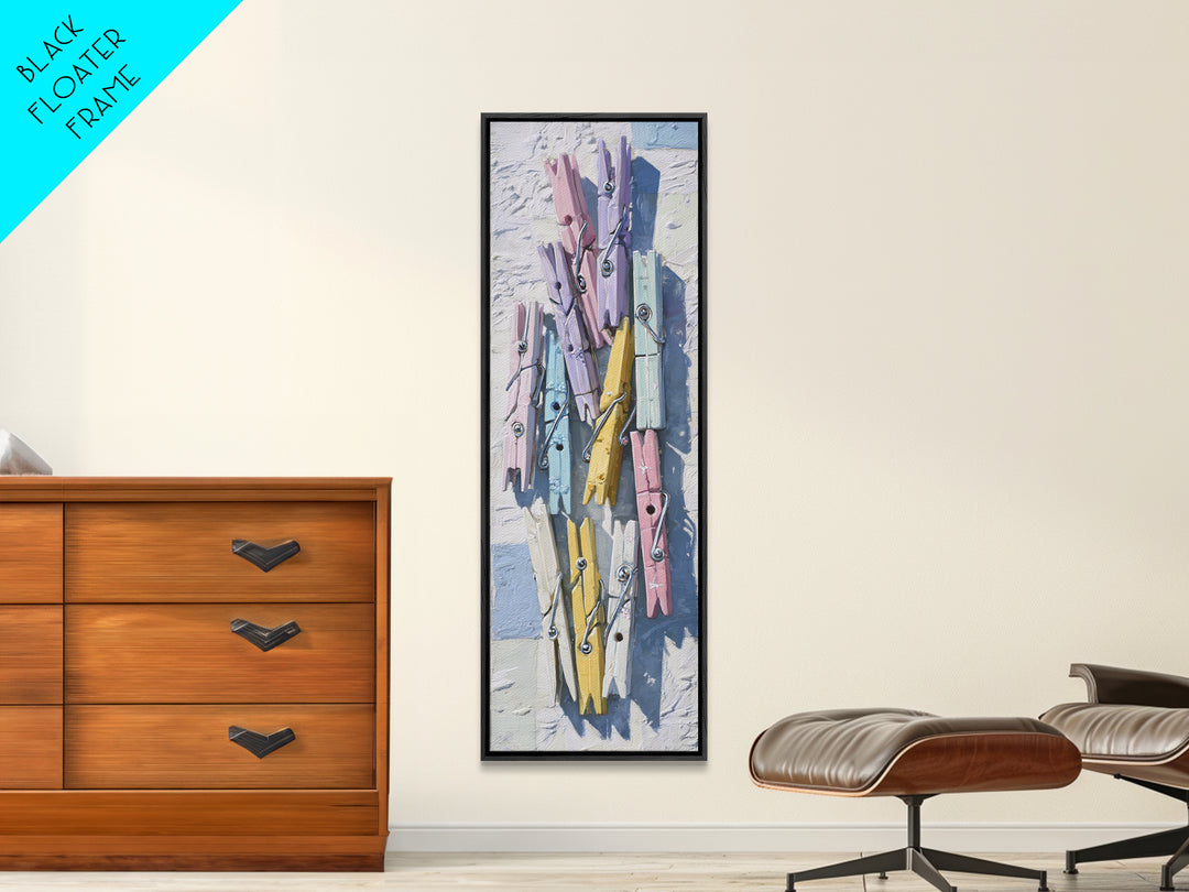 Cheerful Clothespins Arranged as Pattern Canvas Print, Laundry Room Art, Printable Wall Art, Living Room Decor, Fine Art, Clean, LRA-1x3-40
