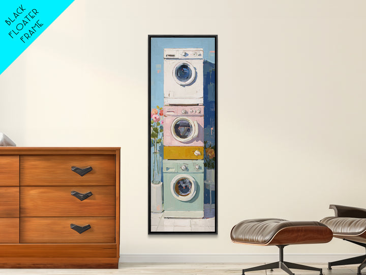 Washing Machine Icon Graphic Without Text Framed Canvas Print, Laundry Room Art, Apartment Wall Art, Living Room Decor, Clean, LRA-1x3-46
