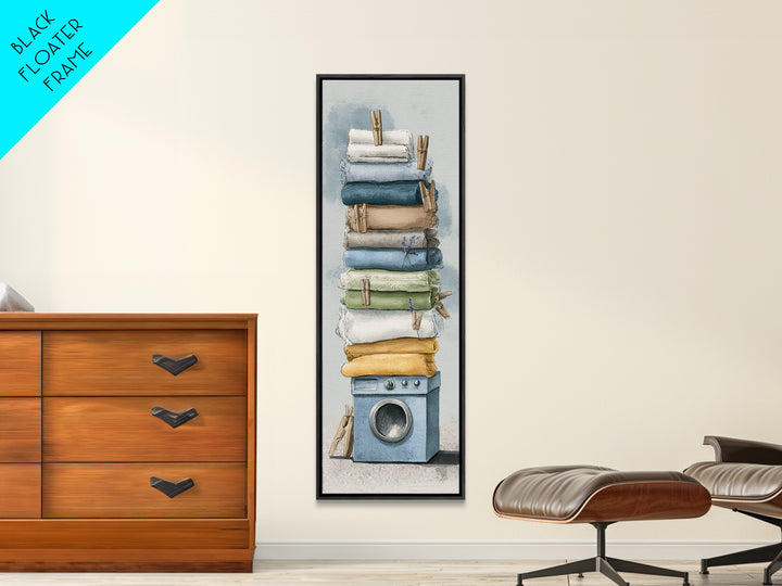 Washing Machine Icon Graphic Without Text Framed Canvas Print, Laundry Room Art, Apartment Wall Art, Living Room Decor, Clean, LRA-1x3-70