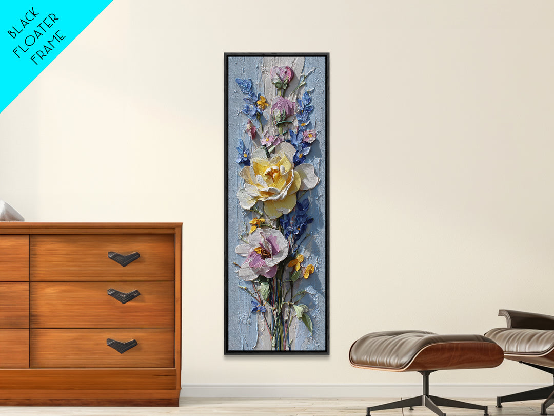 Clothespin Bouquet in Folk Art Style Framed Canvas Print, Laundry Room Art, Statement Artwork, Living Room Decor, Clean, LRA-1x3-8