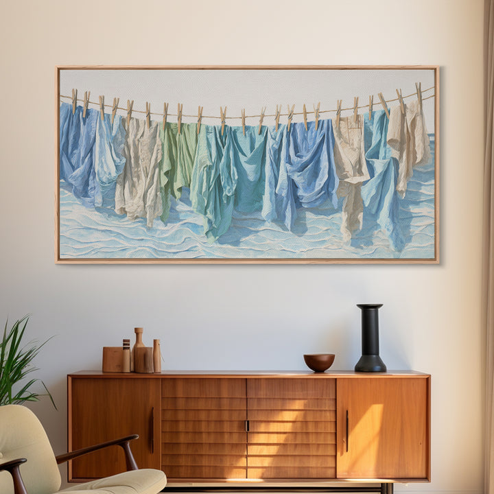 Clean Blue Water Ripple Abstraction Framed Canvas Print, Laundry Room Art, Fine Art Print, Living Room Decor, Abstract Art, LRA-2x1-38