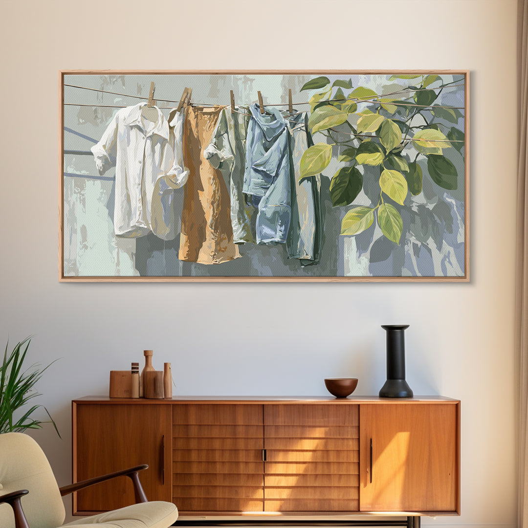 White Shirt on Hanger Canvas Print, Laundry Room Art, Contemporary Art, Living Room Decor, Fine Art, Clean, Farmhouse Decor, LRA-2x1-41