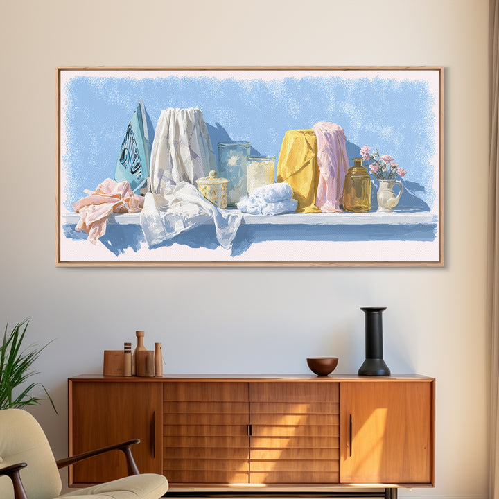 Retro Iron Illustration Canvas Print, Laundry Room Art, Digital Print, Living Room Decor, Oil Painting, Clean, Custom Wall Art, LRA-2x1-77