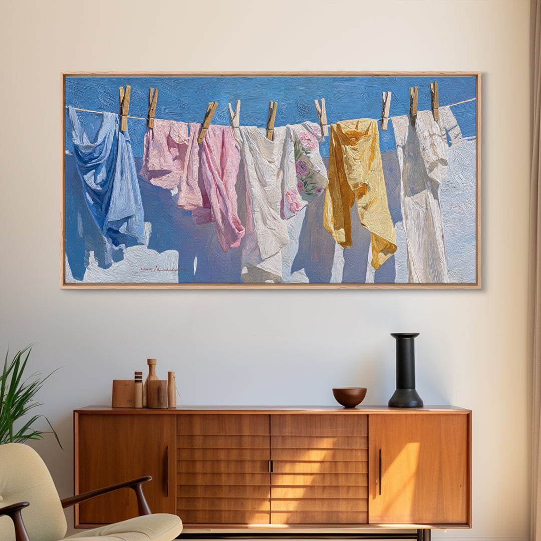 Clean Blue Water Ripple Abstraction Framed Canvas Print, Laundry Room Art, Wall Decor, Living Room Decor, Abstract Art, Clean, LRA-2x1-86