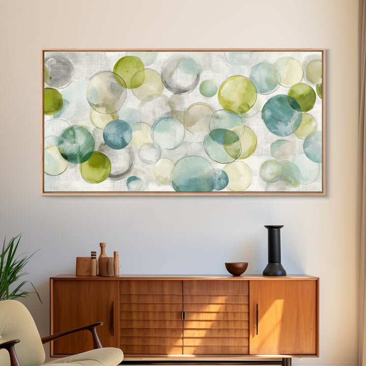Soap Bubbles Rendered as Playful Abstract Circles Canvas Print, Laundry Room Art, Printable Wall Art, Living Room Decor, Clean, LRA-2x1-98