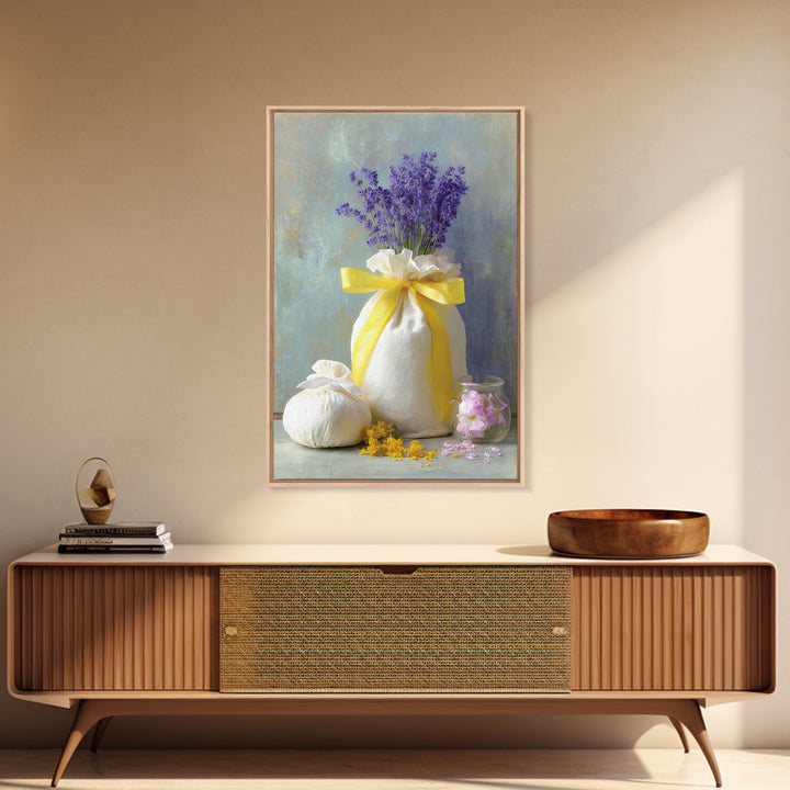 Lavender Sachet and Ribbon Still Life Canvas Print, Laundry Room Art, Digital Wall Art, Living Room Decor, Fine Art, Clean, LRA-2x3-49