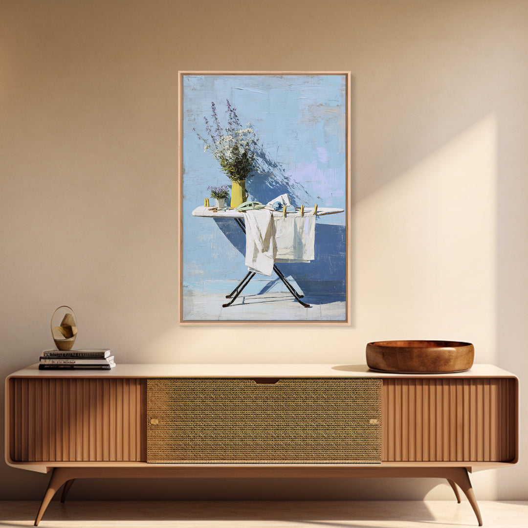 Ironing Board Still Life Framed Canvas Print, Laundry Room Art, Neutral Decor, Living Room Decor, Fine Art, Clean, Home Decor, LRA-2x3-56