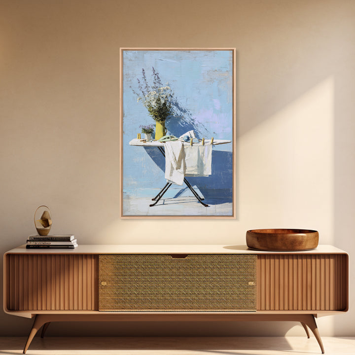 Ironing Board Still Life Framed Canvas Print, Laundry Room Art, Neutral Decor, Living Room Decor, Fine Art, Clean, Home Decor, LRA-2x3-56