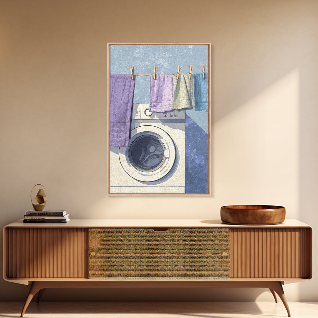 Washing Machine Icon Graphic Without Text Canvas Print, Laundry Room Art, Wall Decor, Living Room Decor, Oil Painting, Clean, LRA-2x3-66