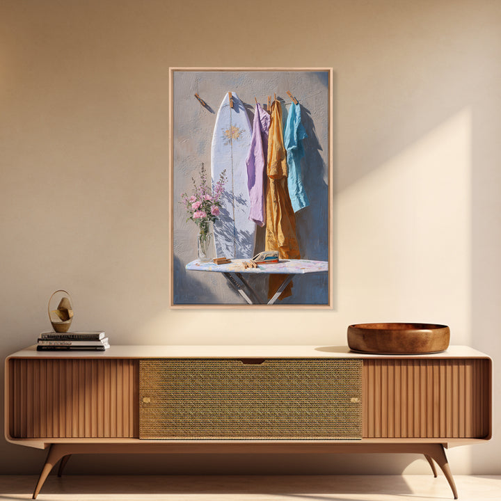 Ironing Board Still Life Framed Canvas Print, Laundry Room Art, Custom Wall Art, Living Room Decor, Watercolor Art, Clean, LRA-2x3-8