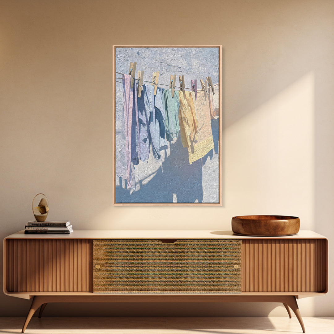 Linen Texture Abstract Framed Canvas Print, Laundry Room Art, Gallery Decor, Living Room Decor, Fine Art, Clean, LRA-2x3-92