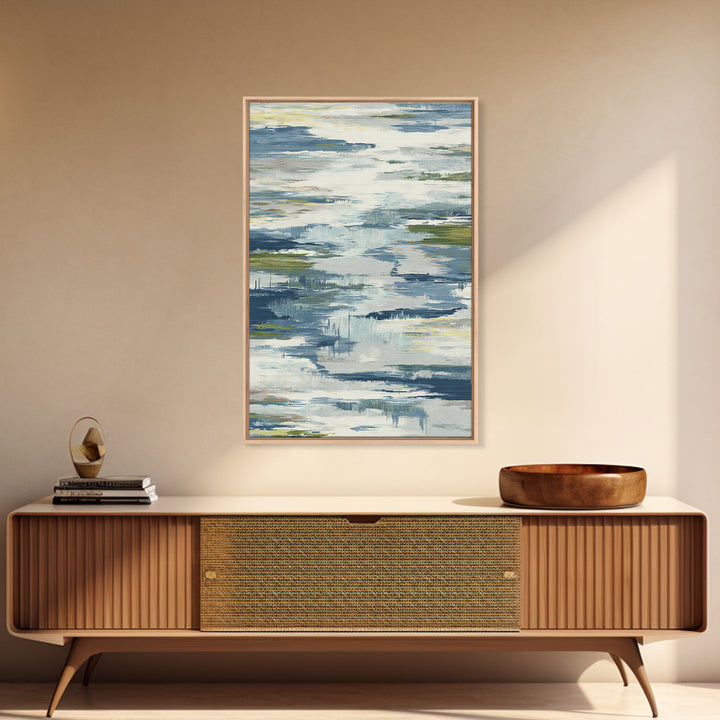Clean Blue Water Ripple Abstraction Framed Canvas Print, Laundry Room Art, Digital Art, Living Room Decor, Abstract Art, Clean, LRA-2x3-98