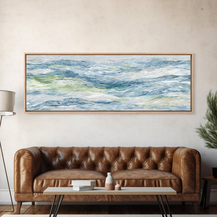 Clean Blue Water Ripple Abstraction Framed Canvas Print, Laundry Room Art, Wall Decor, Living Room Decor, Abstract Art, Clean, LRA-3x1-10