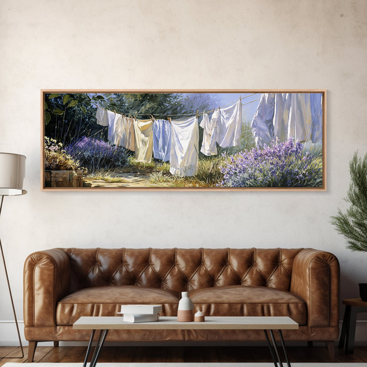 Fresh Air Meadow Landscape for Clean Mood Framed Canvas Print, Laundry Room Art, Apartment Wall Art, Living Room Decor, Clean, LRA-3x1-15