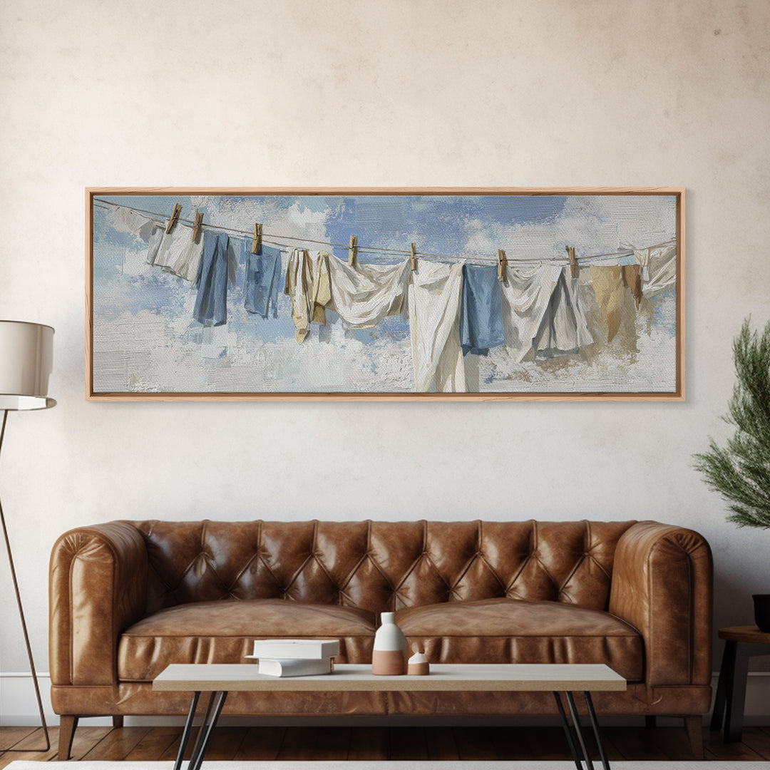 Linen Texture Abstract Canvas Print, Laundry Room Art, Whimsical Art, Living Room Decor, Abstract Art, Clean, Statement Artwork, LRA-3x1-4
