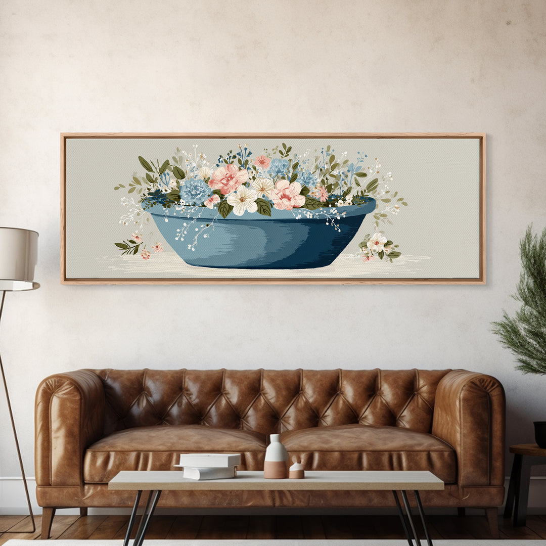 Blue Laundry Basket Canvas Print, Laundry Room Art, Laundry Room Decor, Living Room Decor, Fine Art, Clean, Gallery Decor, LRA-3x1-45