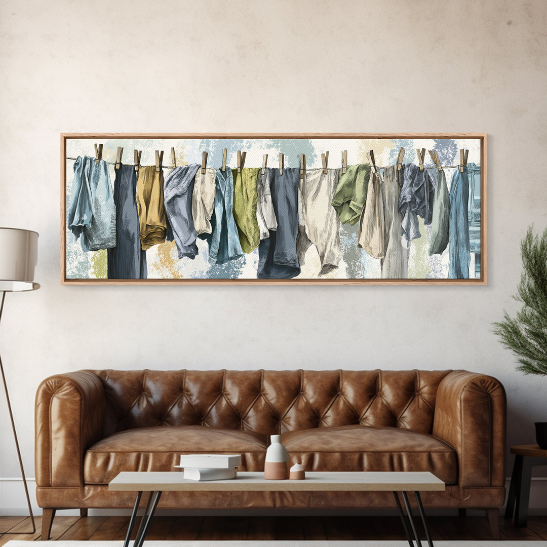 Fresh Air Meadow Landscape for Clean Mood Framed Canvas Print, Laundry Room Art, Room Decor, Living Room Decor, Fine Art, Clean, LRA-3x1-63