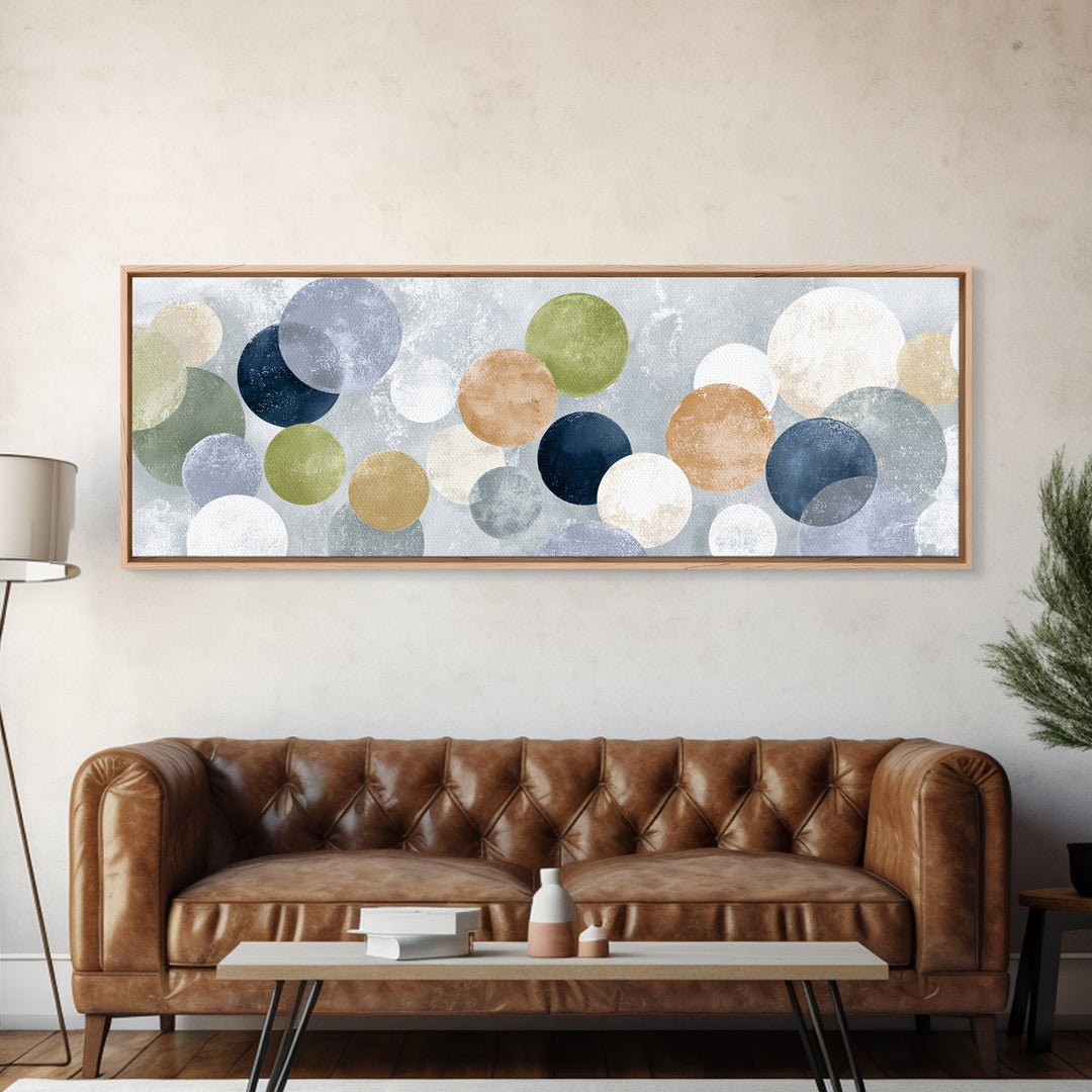 Soap Bubbles Rendered as Playful Abstract Circles Canvas Print, Laundry Room Art, Living Room Decor, Abstract Art, Clean, LRA-3x1-70